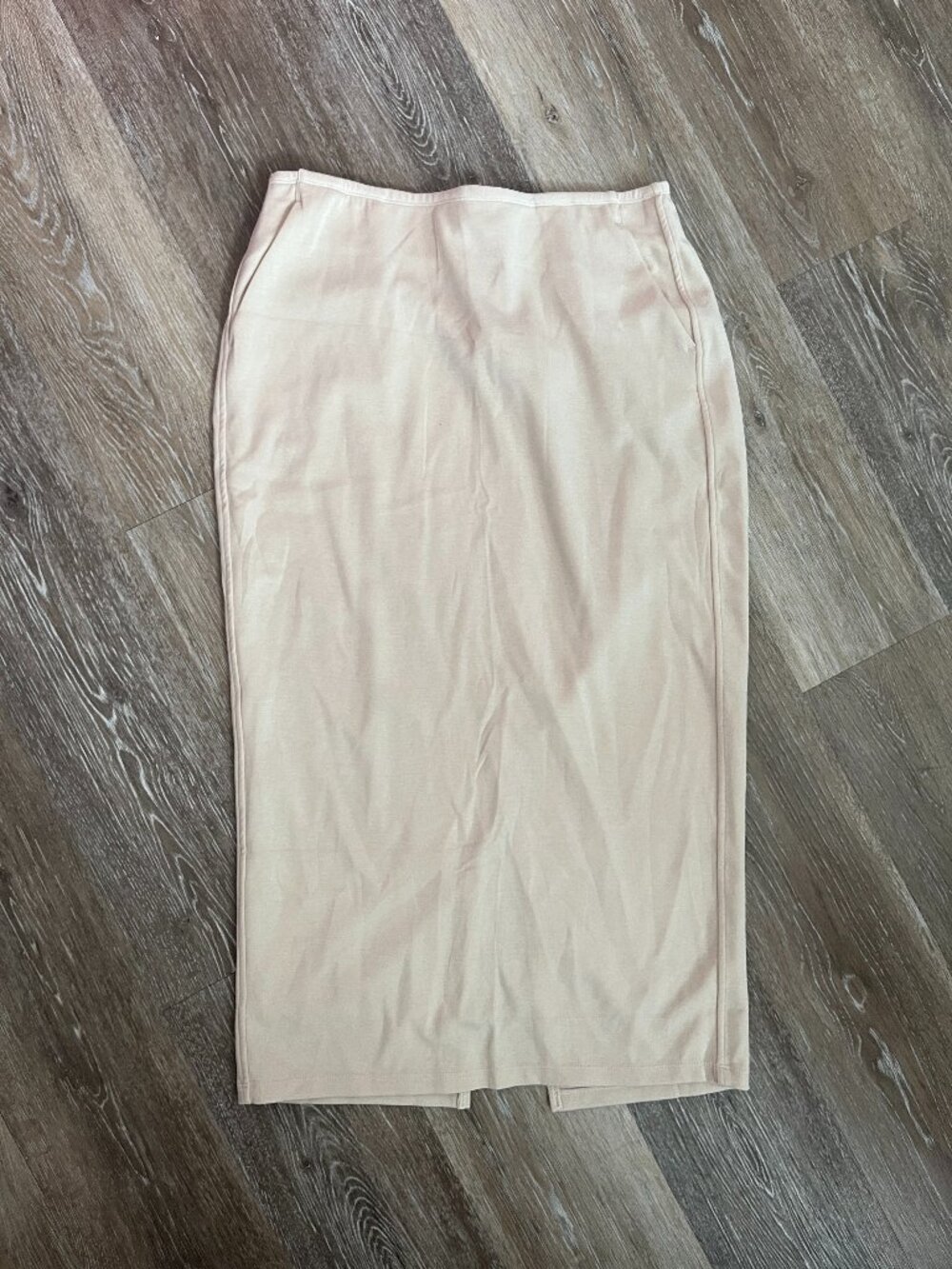 Modal Soft Light Beige/Cream Midi Pencil Skirt with Pockets!